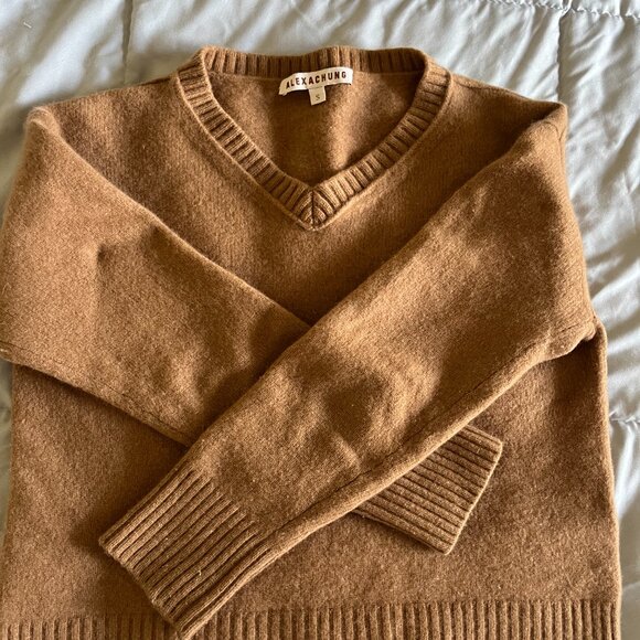 Alexa Chung Camel V-Neck Sweater, Size S - Picture 2 of 6